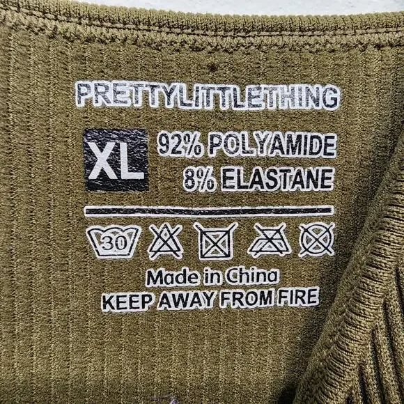 Pretty Little Thing Rib Knit Midi Dress Size XL Dark Green Snatched Bodycon - Picture 8 of 10